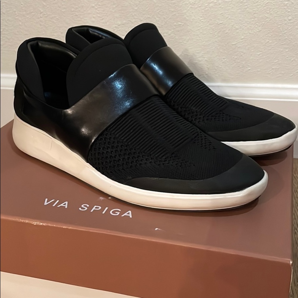 Via Spiga black slip on sneaker